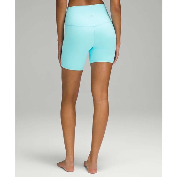 Lululemon Align High Rise Short 6" inseam Cyan Blue Size 8 Pilates Princess Yoga - Picture 2 of 9